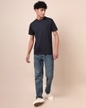 Shop Plain Blue Solid Regular Fit Men's T-shirt-Full
