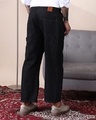 Shop Men's Dark Blue Washed Straight Fit Cargo Carpenter Jeans-Design
