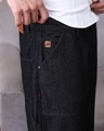 Shop Men's Dark Blue Washed Straight Fit Cargo Carpenter Jeans
