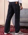 Shop Men's Dark Blue Washed Straight Fit Cargo Jeans-Design