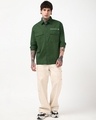 Shop Men's Dark Green Mission Force Batch Printed Oversized Cargo Shirt-Full