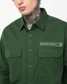 Shop Men's Dark Green Mission Force Batch Printed Oversized Cargo Shirt
