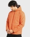 Shop Men's Dark Grey and Orange Reversible Oversized Puffer Jacket-Design