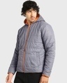 Shop Men's Dark Grey and Orange Reversible Oversized Puffer Jacket-Full