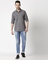 Shop Men's Dark Grey Casual Twill Over Dyed Slim Fit Shirt