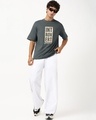 Shop Men's Dark Grey Introvert Typography Oversized T-shirt