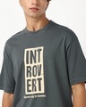 Shop Men's Dark Grey Introvert Typography Oversized T-shirt