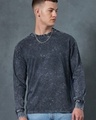 Shop Men's Dark Grey Oversized Acid Wash T-shirt-Front