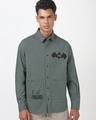 Shop Men's Dark Grey Graphic Printed Oversized Shirt-Front