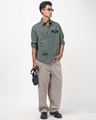 Shop Men's Dark Grey Graphic Printed Oversized Shirt-Full