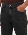 Shop Men's Dark Grey Slim Straight Fit Washed Stretchable Jeans