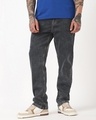 Shop Men's Dark Grey Slim Straight Fit Stretchable Washed Jeans-Front