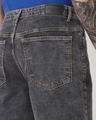 Shop Men's Dark Grey Slim Straight Fit Stretchable Washed Jeans