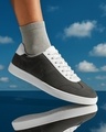 Shop Men's Dark Grey & White Color Block Low-Top Sneakers-Front