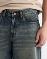 Shop Men's Dark Blue Washed Straight Fit Shorts