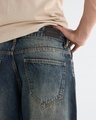 Shop Men's Dark Blue Washed Straight Fit Shorts