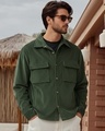 Shop Men's Dark Olive Green Corduroy Jacket-Front