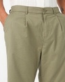 Shop Men's Dark Olive Green Oversized Cotton Linen Shorts