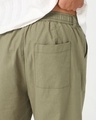 Shop Men's Dark Olive Green Oversized Cotton Linen Shorts