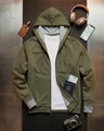 Shop Men's Dark Olive Green Airport Hoodie-Front