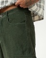 Shop Men's Dark Olive Green Straight Fit Cargo Corduroy Pants