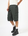 Shop Men's Dark Olive Green Washed Straight Fit Cargo Carpenter Shorts-Front