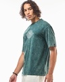 Shop Men's Dark Sea Green Typography Oversized Acid Wash T-Shirt-Full