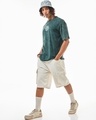 Shop Men's Dark Sea Green Typography Oversized Acid Wash T-Shirt