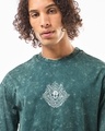 Shop Men's Dark Sea Green Typography Oversized Acid Wash T-Shirt