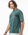 Shop Men's Dark Sea Green Kadak Chai Graphic Printed Oversized Acid Wash T-shirt-Full