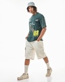 Shop Men's Dark Sea Green Pure Moto Graphic Printed Oversized Acid Wash T-shirt