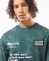 Shop Men's Dark Sea Green Pure Moto Graphic Printed Oversized Acid Wash T-shirt