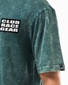 Shop Men's Dark Sea Green Pure Moto Graphic Printed Oversized Acid Wash T-shirt