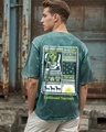 Shop Men's Dark Sea Green Sanctuary Graphic Printed Oversized Acid Wash T-shirt-Front