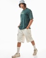Shop Men's Dark Sea Green Sanctuary Graphic Printed Oversized Acid Wash T-shirt