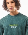 Shop Men's Dark Sea Green Sanctuary Graphic Printed Oversized Acid Wash T-shirt