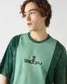 Shop Men's Dark Sea Green Snoopy Cut & Sew Oversized Acid Wash T-shirt