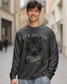 Shop Men's Dark Shadow Grey Eyes On The Prize Graphic Printed Oversized T-shirt-Front