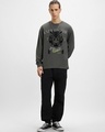 Shop Men's Dark Shadow Grey Eyes On The Prize Graphic Printed Oversized T-shirt