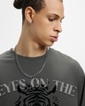 Shop Men's Dark Shadow Grey Eyes On The Prize Graphic Printed Oversized T-shirt