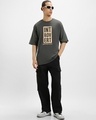Shop Men's Dark Shadow Grey Introvert Typography Oversized T-shirt