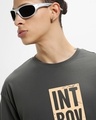 Shop Men's Dark Shadow Grey Introvert Typography Oversized T-shirt