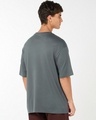 Shop Men's Dark Shadow Grey Introvert Typography Oversized T-shirt-Full
