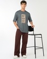 Shop Men's Dark Shadow Grey Introvert Typography Oversized T-shirt
