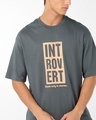 Shop Men's Dark Shadow Grey Introvert Typography Oversized T-shirt