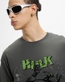 Shop Men's Dark Shadow Grey Marvel Hulk Graphic Printed Oversized T-shirt