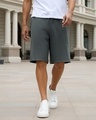 Shop Men's Dark Shadow Grey Oversized Shorts-Front