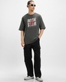 Shop Men's Dark Shadow Grey Rock Star Typography Oversized T-shirt