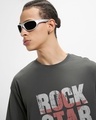 Shop Men's Dark Shadow Grey Rock Star Typography Oversized T-shirt