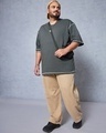 Shop Men's Grey Oversized Plus Size T-shirt-Full